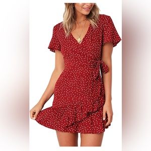 Relipop red & white polka dot wrap dress - large - new with tags